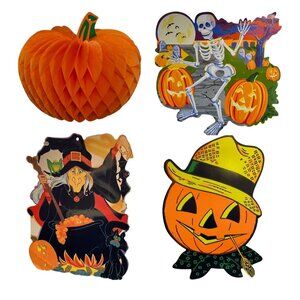 VTG Beistle and Amscan Halloween Die Cut & Honeycomb Lot of 4 Double Sided